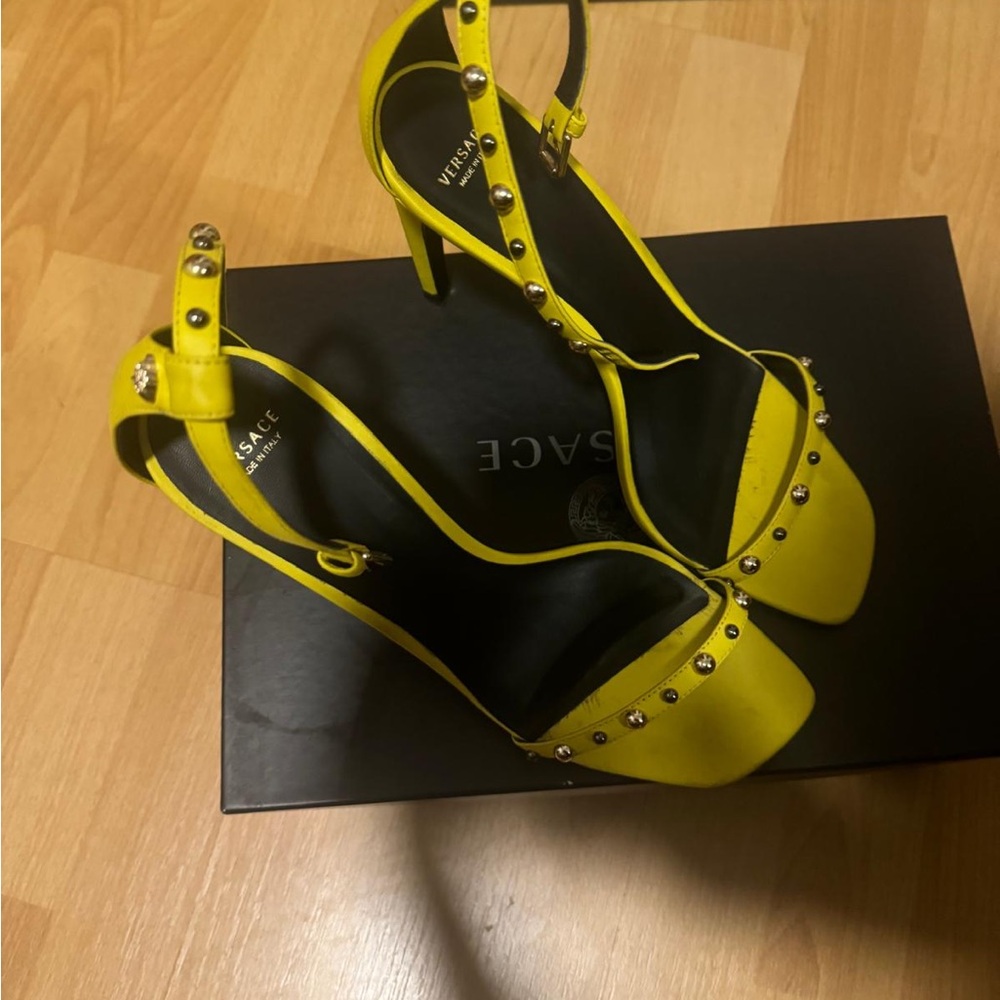 Versace Bright Yellow Studded Heels